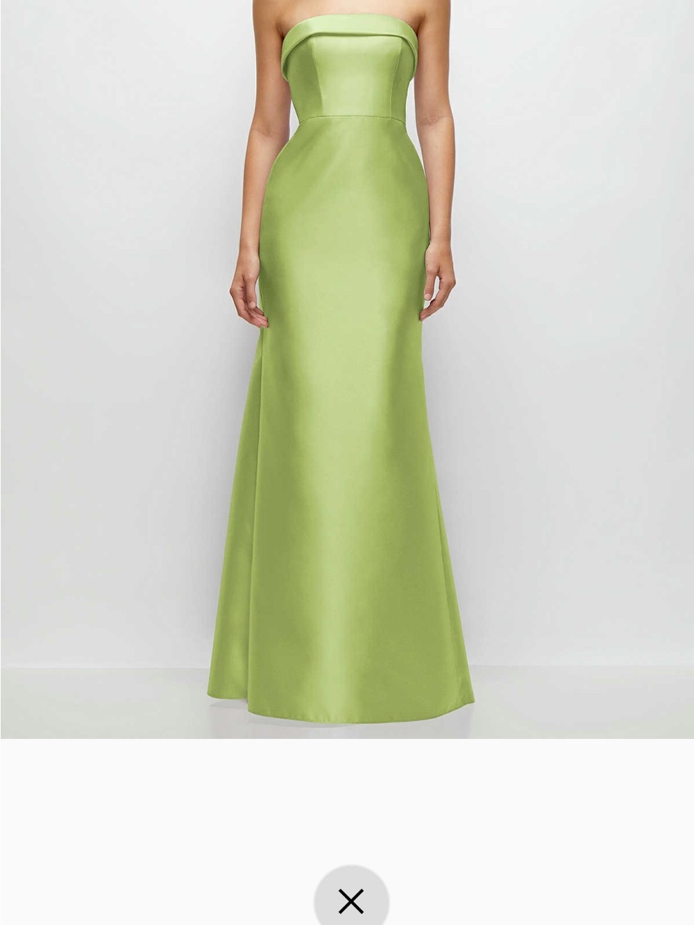 ALFRED SUNG Strapless Cuff Neckline Satin Trumpet Gown in Mojito Green